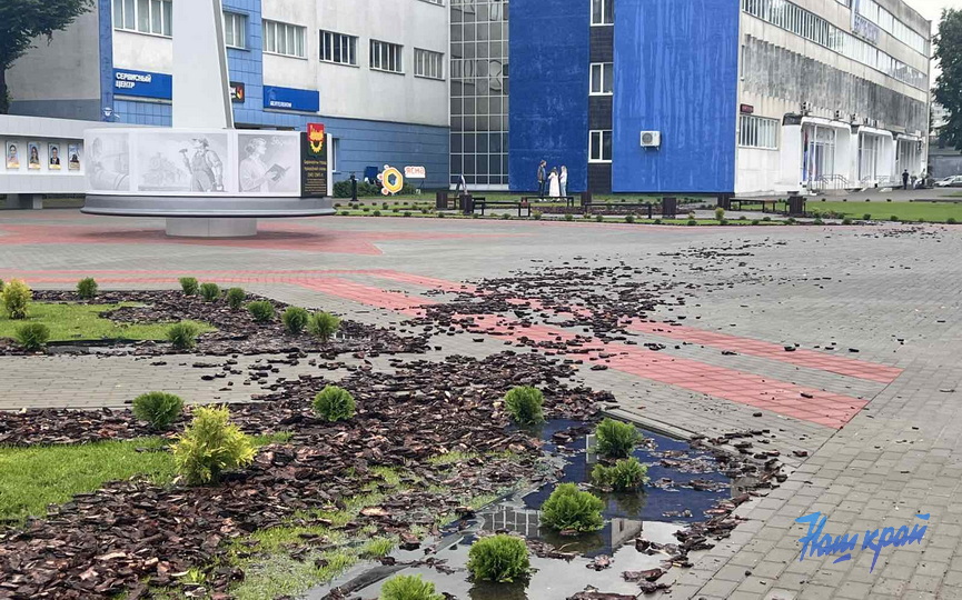 Последствия сильного ливня в Барановичах.