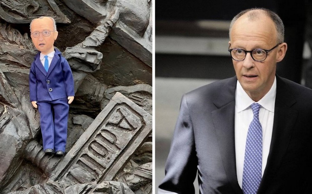 Кукла человека и Фридрих Мерц. Коллаж «Флагштока»