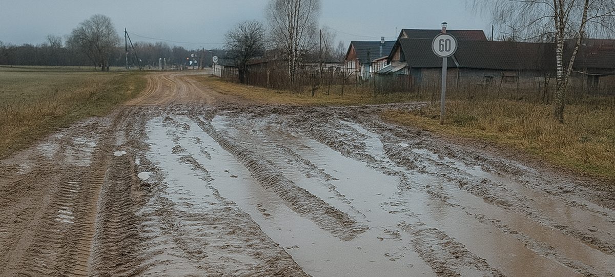 разбитая деревенская дорога